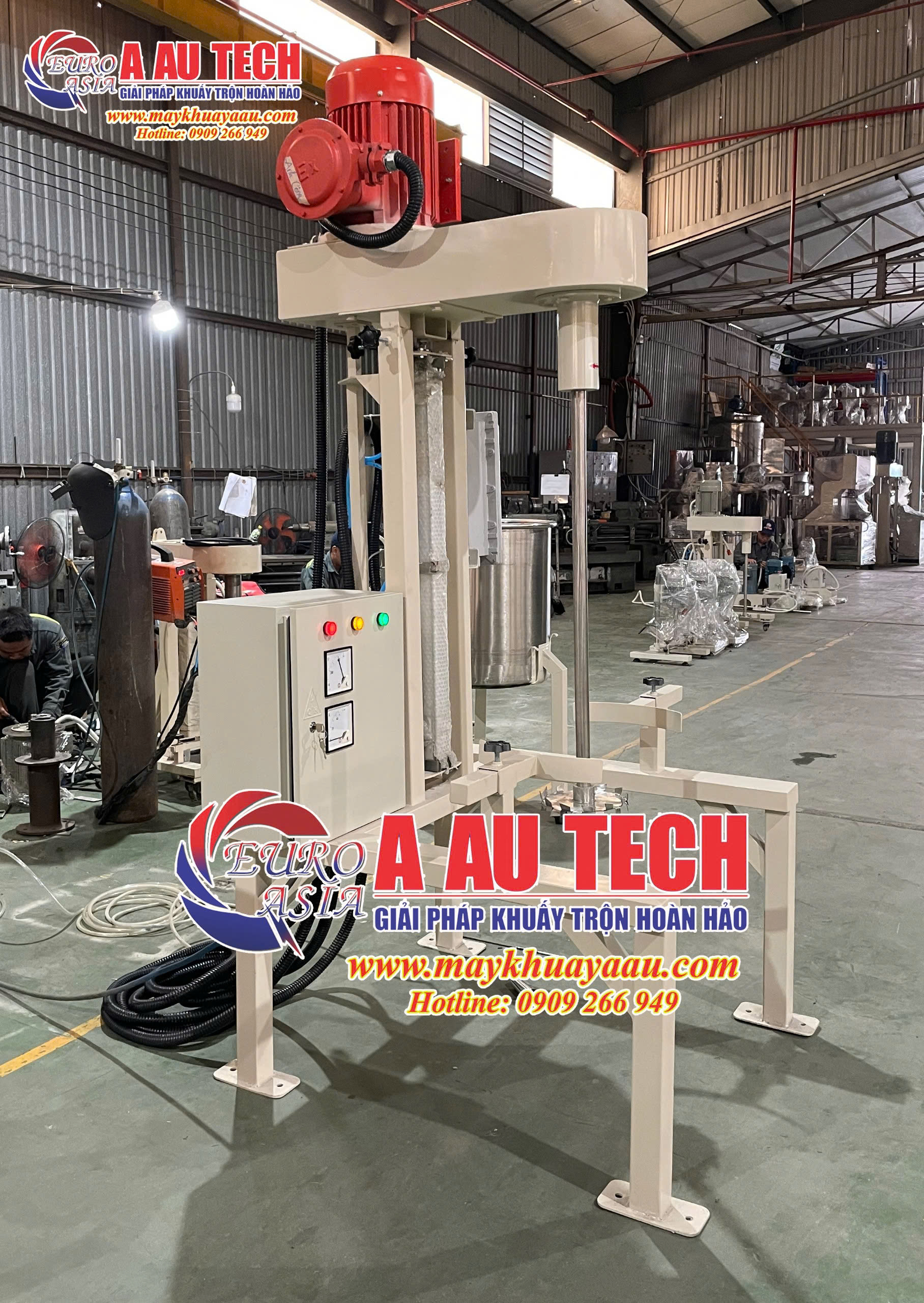 máy khuấy hóa chất 200 lít nâng hạ khí nén