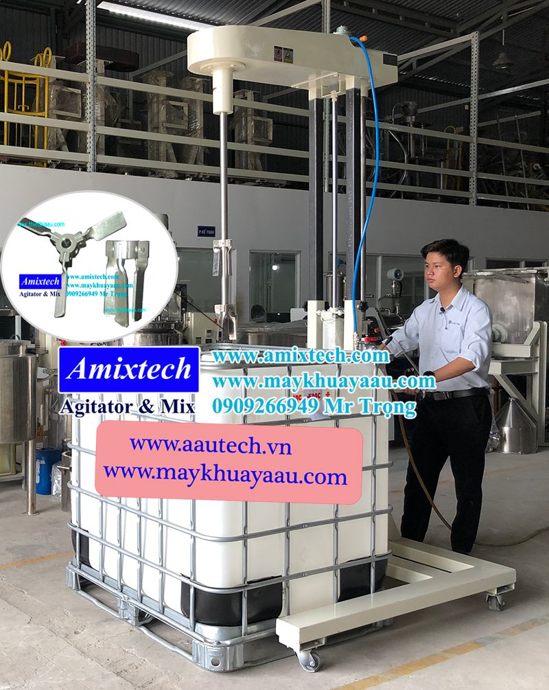 máy khuấy keo trong thùng ibc 1000 lít